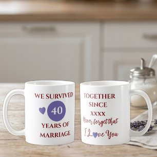 Mug Épouse 40 ans de mariage année pourpre rouge