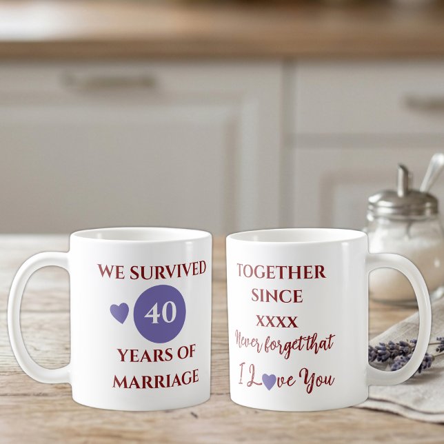 Mug Épouse 40 ans de mariage année pourpre rouge (Créateur téléchargé)