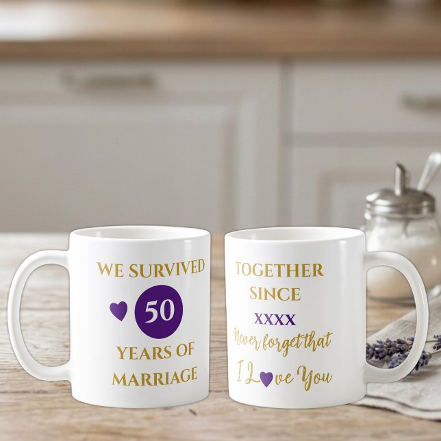 Mug Épouse 50 ans de mariage année pourpre (Créateur téléchargé)
