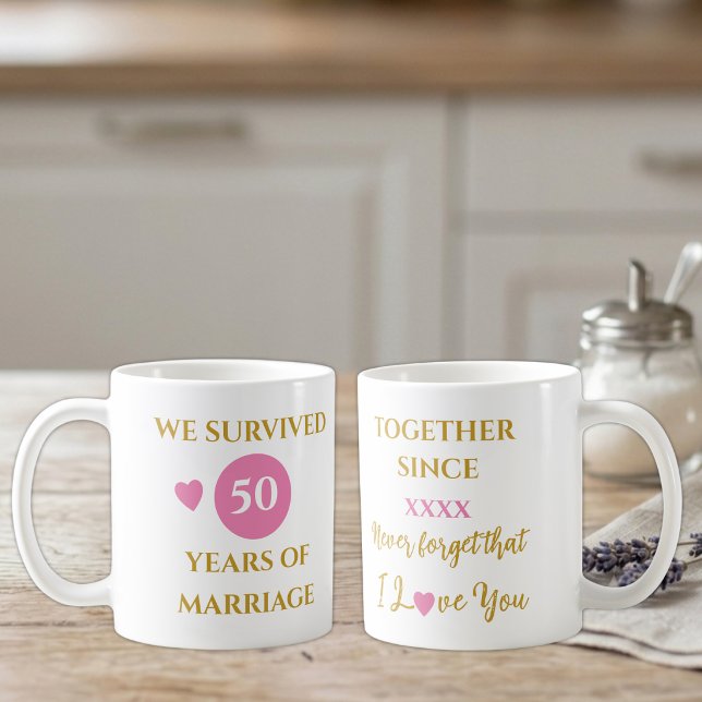 Mug Épouse 50 ans de mariage année rose (Créateur téléchargé)