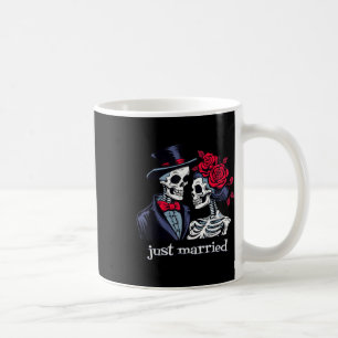 Mug Épouse de squelette rose & Groom, juste marié