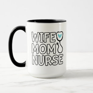 Mug Épouse Maman Infirmière Stéthoscope Cœur Vie d'Inf