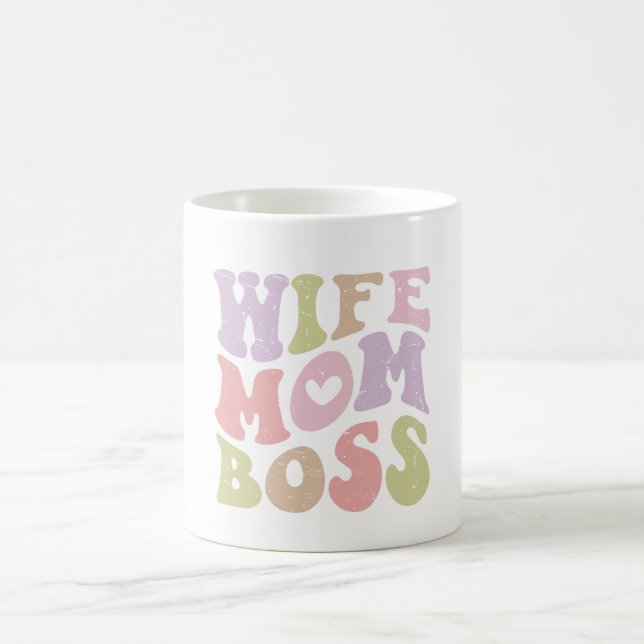 Mug Épouse Maman Patronne Script Rétro Fête des mères  (Centre)