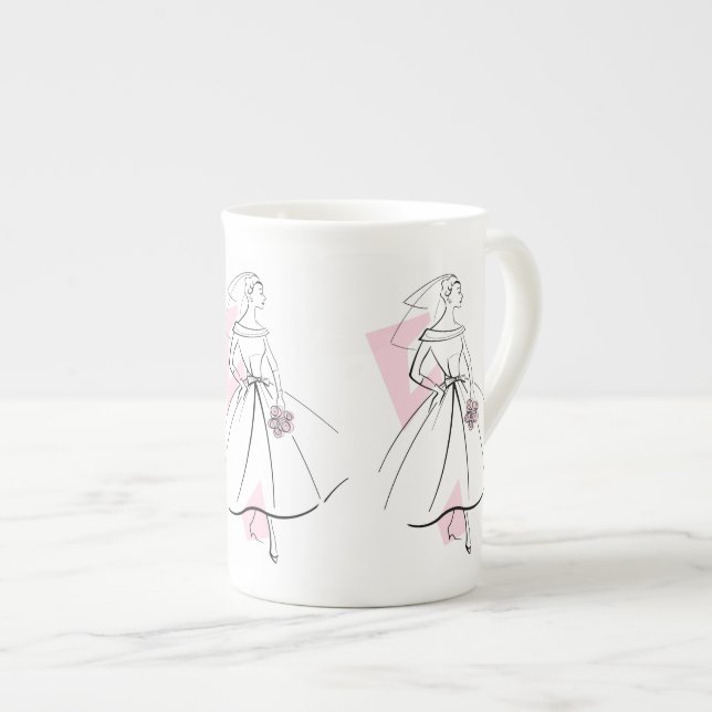 Mug Épouse Mode rose en porcelaine fine (Devant droit)