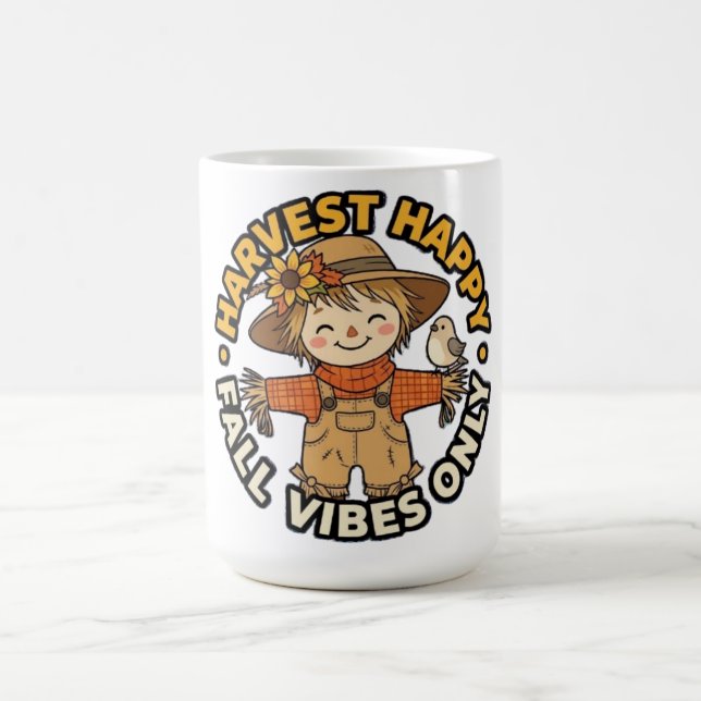 Mug Épouvantail aux vibrations heureuses de récolte d' (Centre)