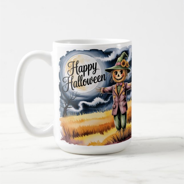 Mug Épouvantail d'Halloween, Épouvantail joyeux d'Hall (Gauche)