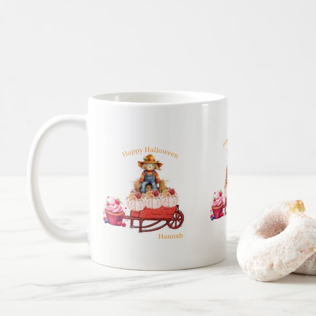 Mug Épouvantail Joyeux Halloween (Avec donut)