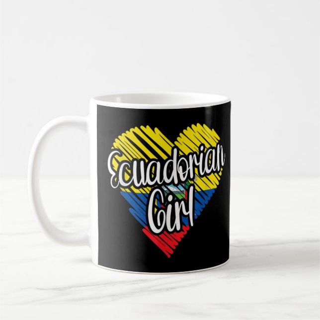 Mug Equateur Pour Fille Equatorienne Drapeau de Coeur  (Gauche)