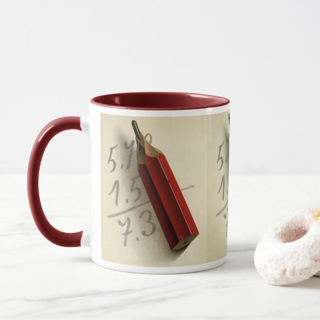 Mug Équation mathématique avec crayon rouge, Vintage (Avec donut)