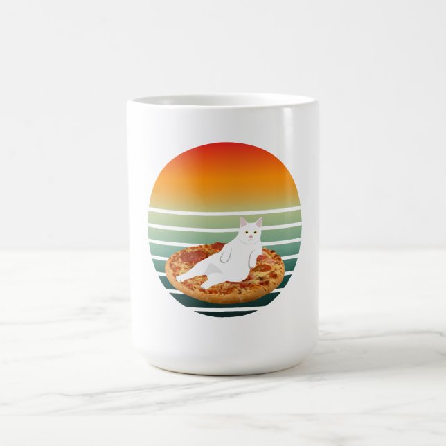 Mug Équestre de chat pizza rétro (Centre)
