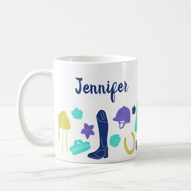 Mug Equestres, Équitation À Thème Personnalisé (Gauche)