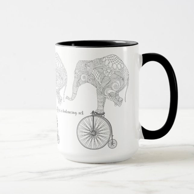 Mug Équilibre de bicyclette Penny Farthing éléphant (Droite)