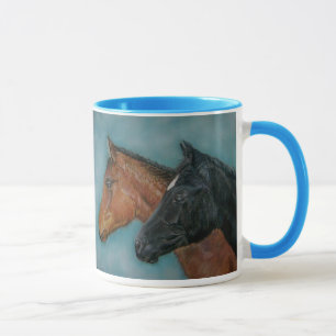 Mug équine peinture de poulain noir renard brun renard