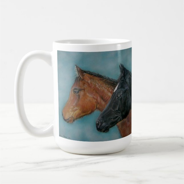 Mug équine photo de deux chevaux très mignons (Gauche)