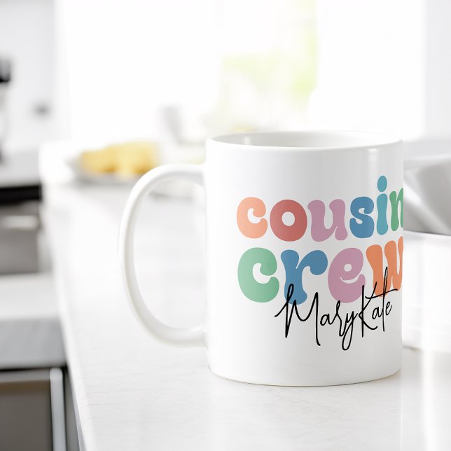 Mug Équipage de cousins Groovy personnalisé (Groovy Cousin Crew Personalized Coffee Mug)