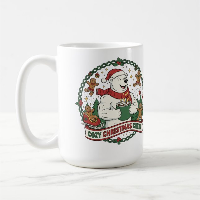 Mug Équipage de Noël Cosy – Ours Polaire Mignon & Gâte (Gauche)