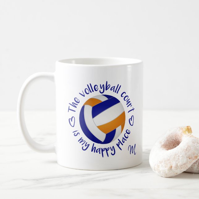 Mug équipe bleu orange couleurs terrain de volley (Avec donut)