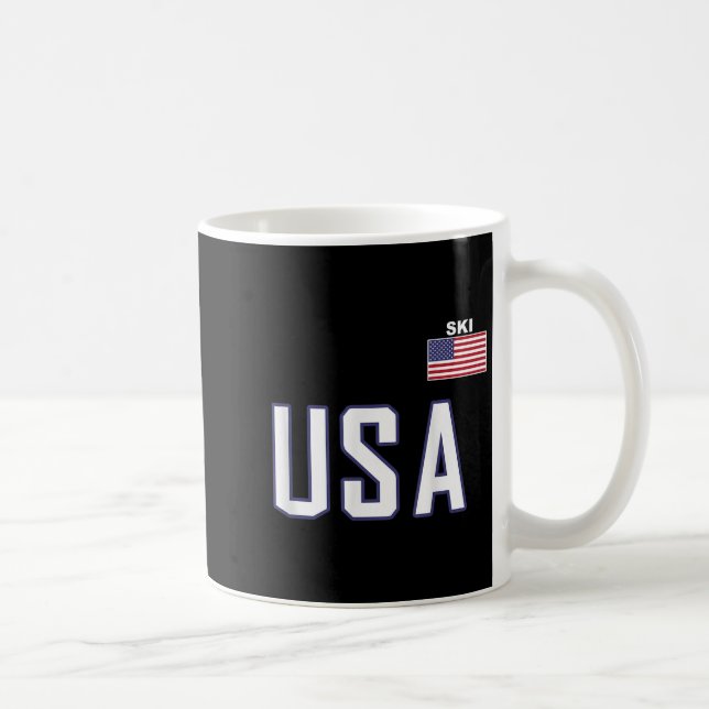 Mug Équipe Cool De Ski Du Drapeau Usa Matériel De Ski  (Droite)