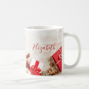 Mug Équipe cycliste Christmas sur Rustic Wooden Board