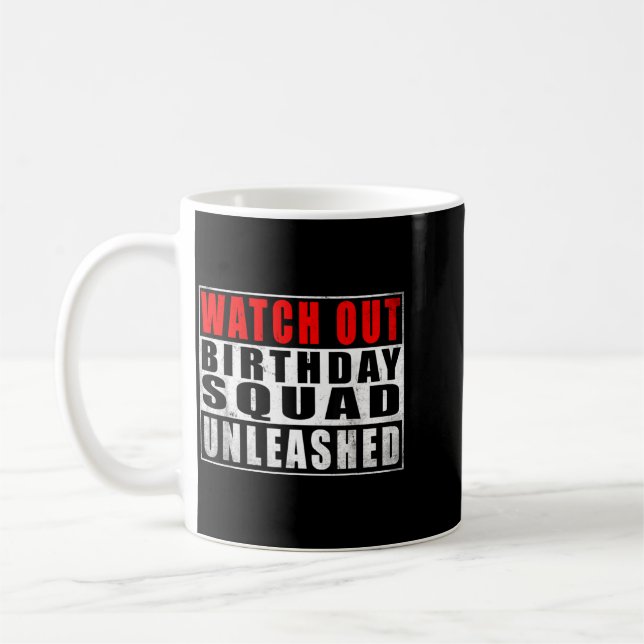 Mug Équipe d'anniversaire déchaînée Citations drôles (Gauche)