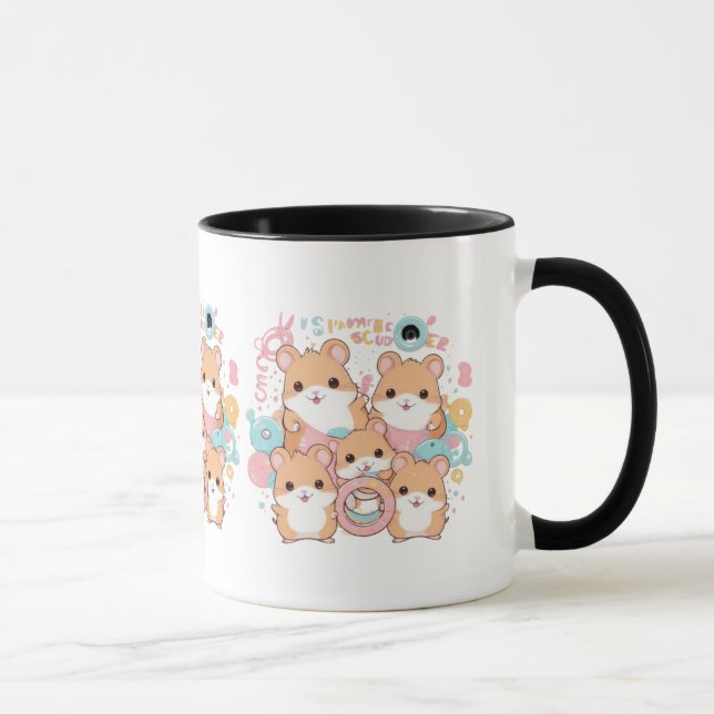 Mug Équipe de bagues de hamster Kawaii Art (Droite)