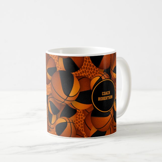Mug équipe de basket-ball orange noir couleurs nom de  (Devant droit)