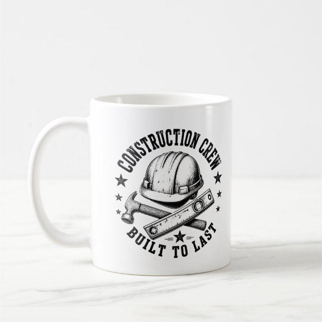 Mug Équipe de construction – Conçu pour durer | Blague (Gauche)