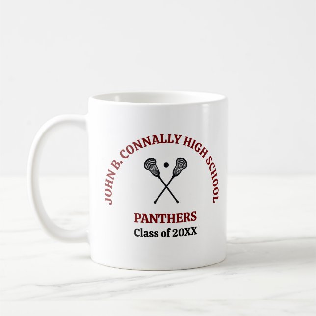 Mug Équipe de crosse de lycée bordeaux personnalisée (Gauche)