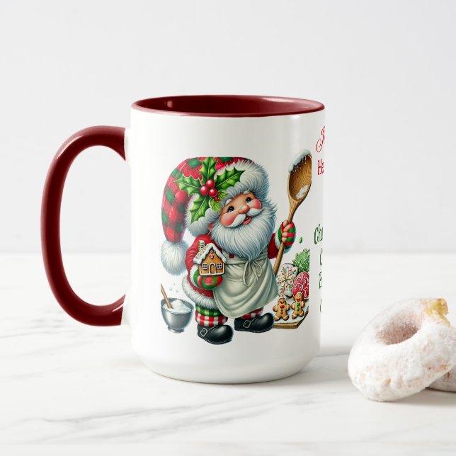 Mug Équipe de fabrication de biscuits de Noël - Gnomes (Avec donut)