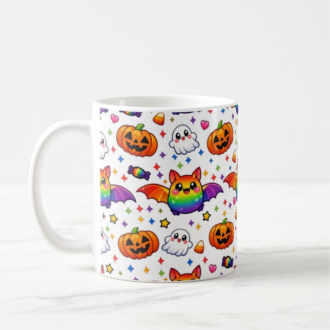 Mug 🦇🌈 Équipe de fête arc-en-ciel effrayante (Gauche)