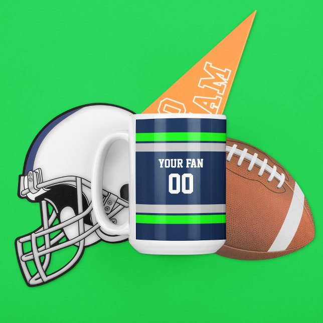 Mug Équipe de football marine, vert et gris personnali (Créateur téléchargé)