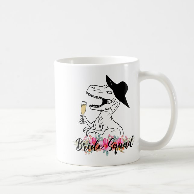 Mug Équipe de mariée Demoiselle d'honneur dinosaure Fl (Droite)