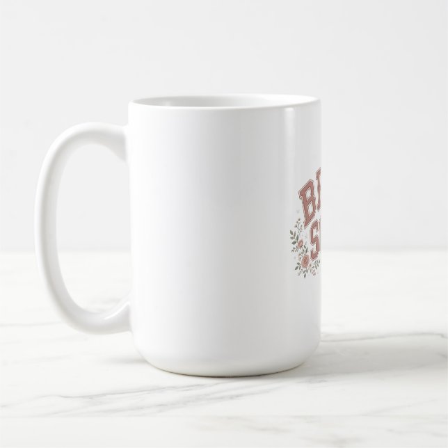 Mug Équipe de mariée Design rétro collégial de la fête (Gauche)