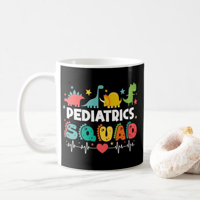 Mug Équipe de pédiatrie Infirmière dinosaure Équipe mé (Avec donut)