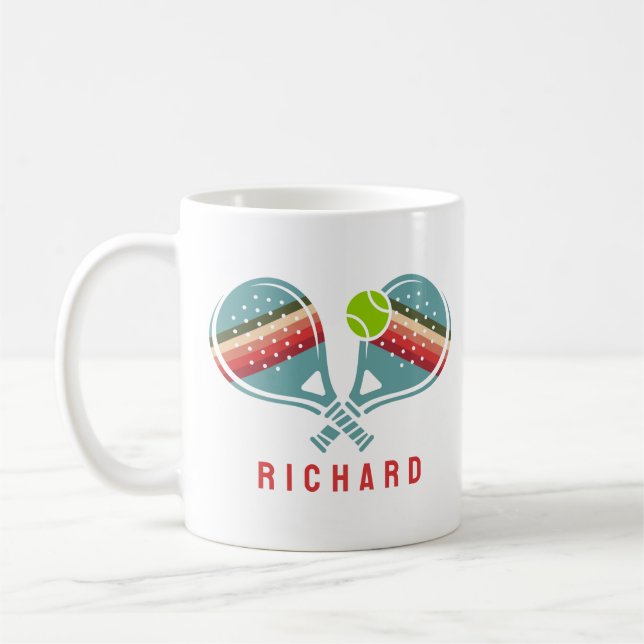Mug Équipe de Pickleball Pagaies Rayées Sur Mesure (Gauche)