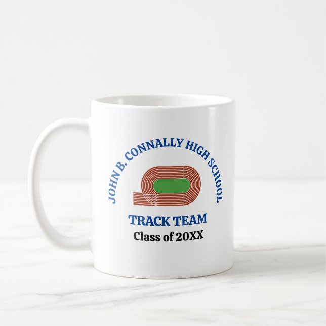 Mug Équipe de piste et de terrain du lycée bleu person (Gauche)