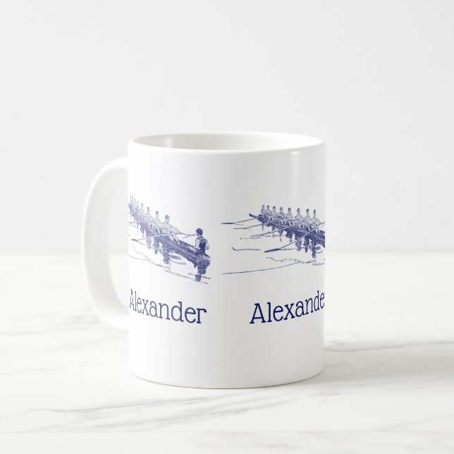 Mug Équipe de rameurs de l'équipe d'aviron Blue Rowing (Devant gauche)
