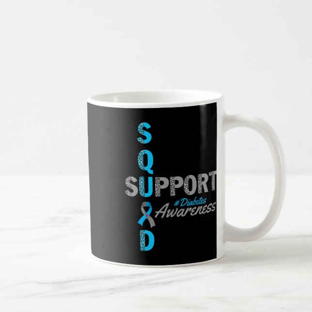 Mug Équipe de soutien T1d T2d Diabetes gris bleu ruban (Droite)