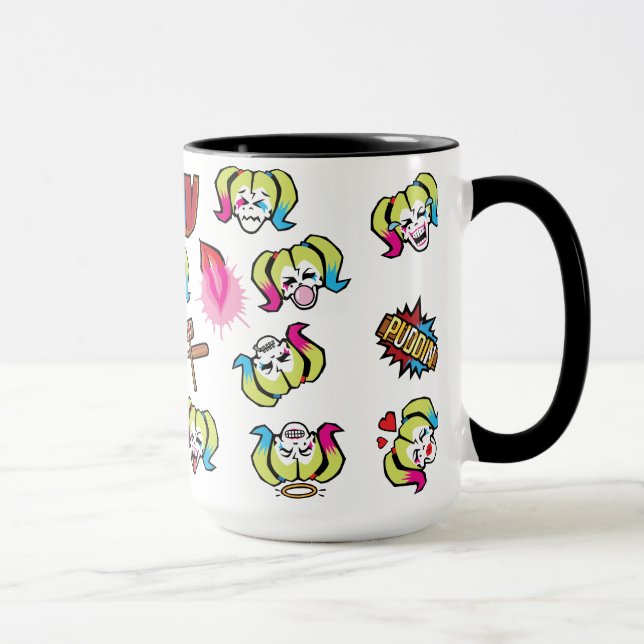Mug Équipe de suicide | Harley Quinn Emoji Motif (Droite)