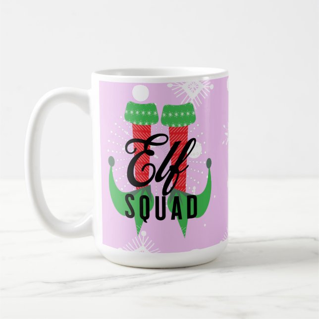 Mug Équipe de talons Elf Noël Fêtes Flocons de neige R (Gauche)