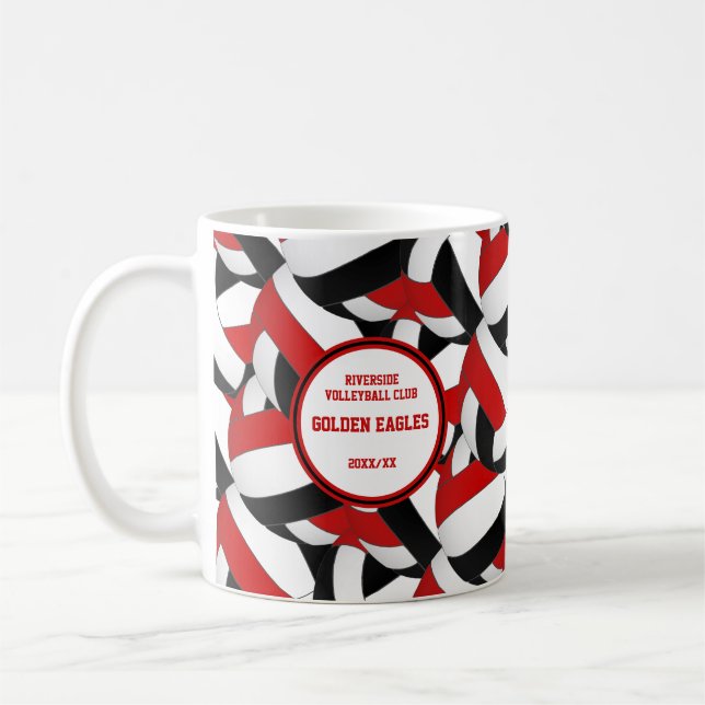 Mug équipe de volley-ball rouge noir couleurs entraîne (Gauche)