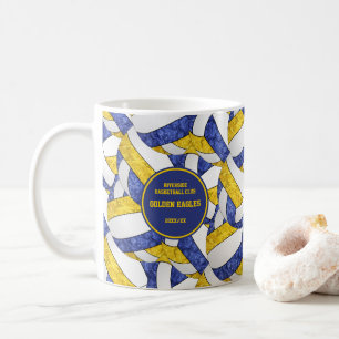 Mug équipe d'or bleu couleurs volleball entraîneur cad