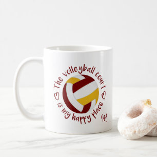 Mug équipe d'or maroon couleurs volleyball heureux lie