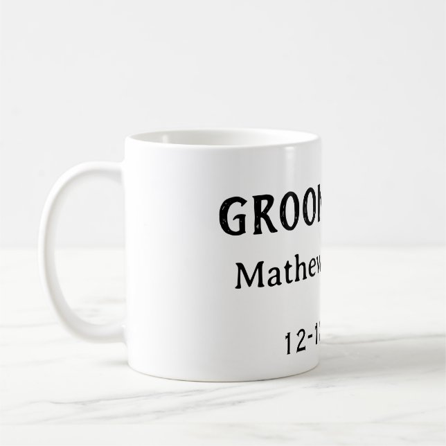 Mug Équipe du marié nom du garçon d'honneur date enter (Gauche)