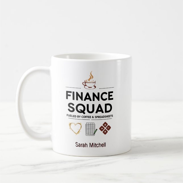 Mug Équipe Finance Café Personnalisé & Tableaux (Gauche)