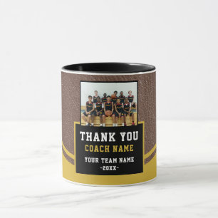 Mug Équipe Moderne de Cuir Nom Photo Entraîneur Merci