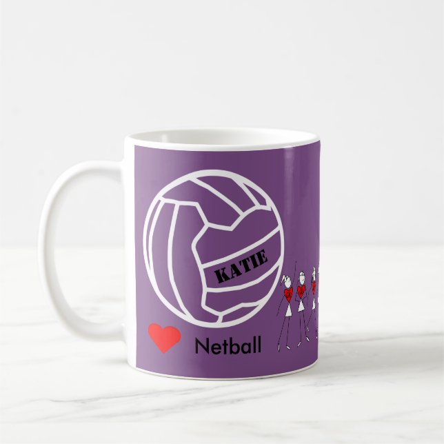Mug Équipe personnalisée de net-ball d'amour et (Gauche)