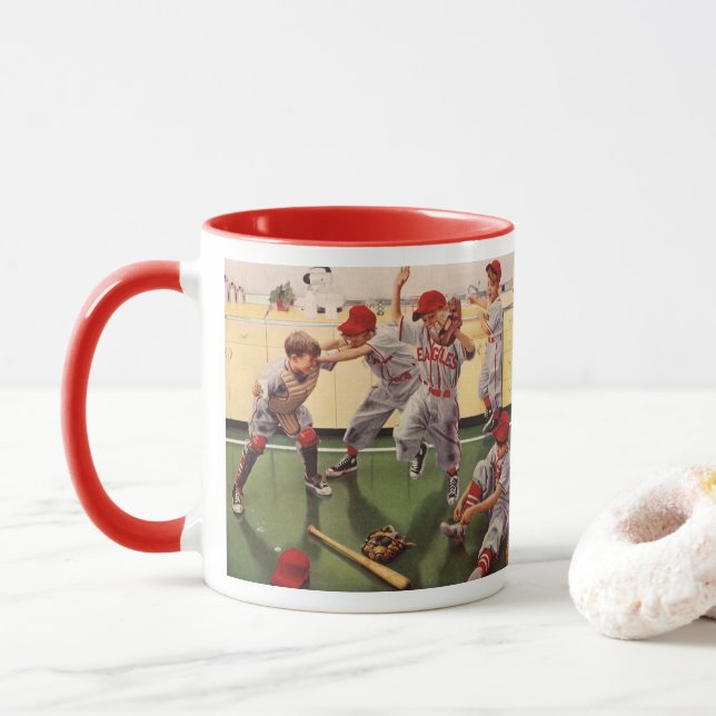 Mug Équipe vintage De Baseball Sports, Boys Roughhousi (Avec donut)