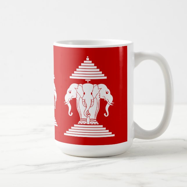 Mug Erawan Trois éléphant en tête Lao / Laos Drapeau (Droite)
