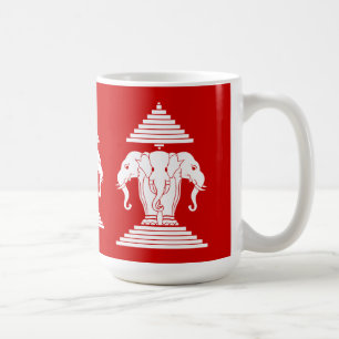 Mug Erawan: Trois éléphants en tête Lao / Drapeau Laos